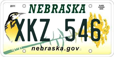 NE license plate XKZ546