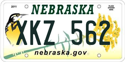 NE license plate XKZ562