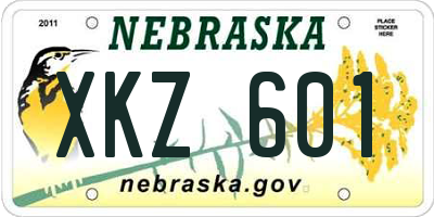 NE license plate XKZ601