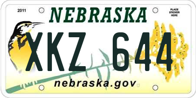 NE license plate XKZ644