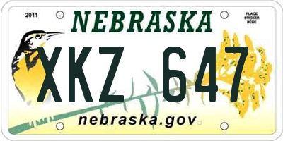 NE license plate XKZ647