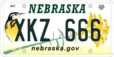 NE license plate XKZ666