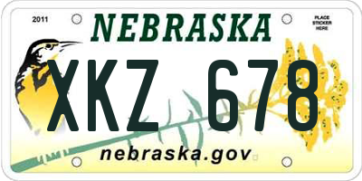 NE license plate XKZ678