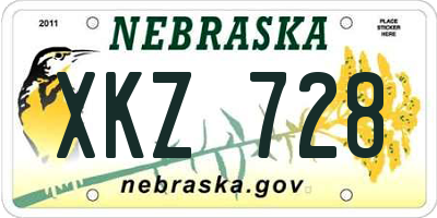 NE license plate XKZ728