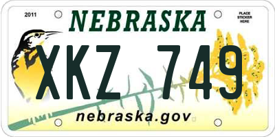 NE license plate XKZ749