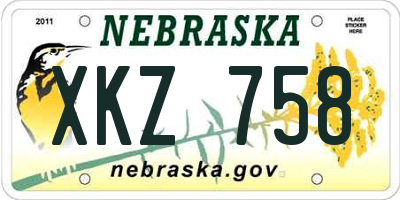 NE license plate XKZ758