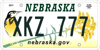 NE license plate XKZ777