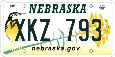 NE license plate XKZ793