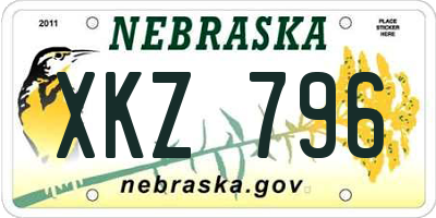 NE license plate XKZ796