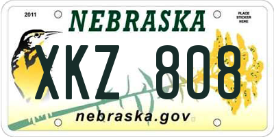 NE license plate XKZ808