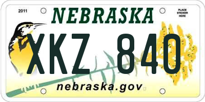 NE license plate XKZ840