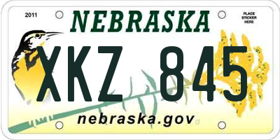 NE license plate XKZ845
