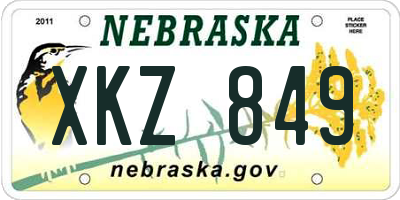 NE license plate XKZ849