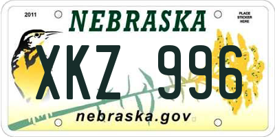 NE license plate XKZ996