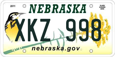 NE license plate XKZ998