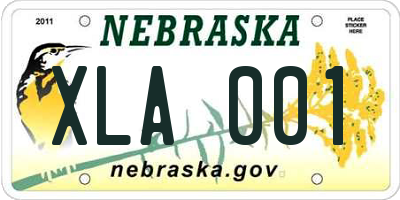 NE license plate XLA001