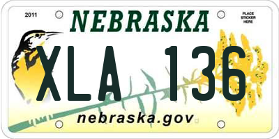 NE license plate XLA136