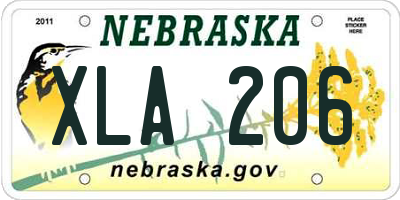 NE license plate XLA206