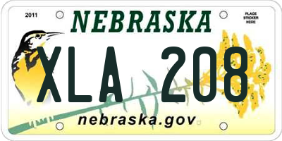 NE license plate XLA208
