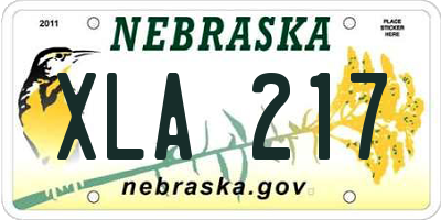 NE license plate XLA217
