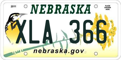NE license plate XLA366