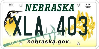 NE license plate XLA403