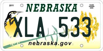 NE license plate XLA533