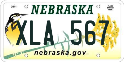 NE license plate XLA567