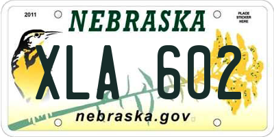 NE license plate XLA602