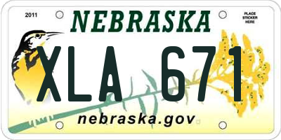 NE license plate XLA671