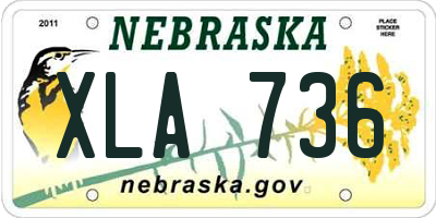 NE license plate XLA736
