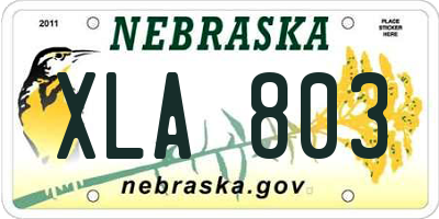 NE license plate XLA803
