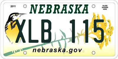 NE license plate XLB115