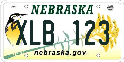 NE license plate XLB123