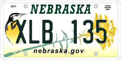 NE license plate XLB135