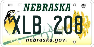NE license plate XLB208