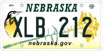 NE license plate XLB212