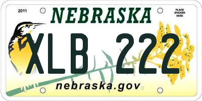 NE license plate XLB222