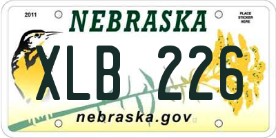 NE license plate XLB226