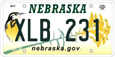 NE license plate XLB231