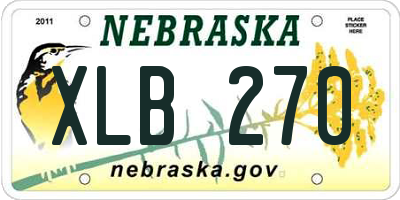 NE license plate XLB270