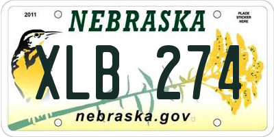 NE license plate XLB274