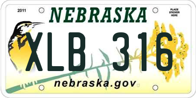 NE license plate XLB316