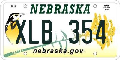 NE license plate XLB354