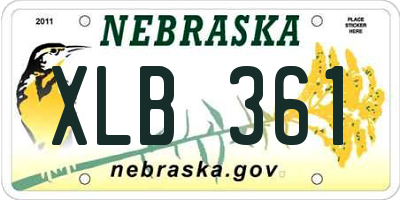 NE license plate XLB361