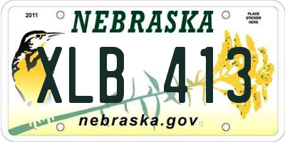 NE license plate XLB413