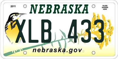 NE license plate XLB433