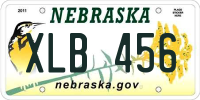 NE license plate XLB456
