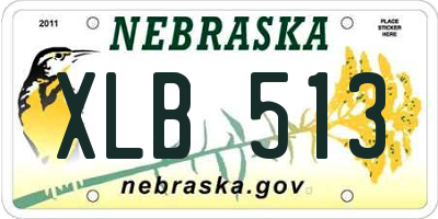 NE license plate XLB513