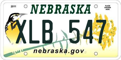 NE license plate XLB547